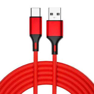 4 PCS 2.4A USB-C / Type-C to USB Braided Fast Charging Sync Data Cable, Length: 2m (Red)