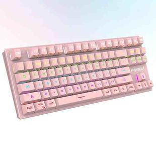 FOREV FV-301 87-Keys Mechanical Keyboard Green Axis Gaming Keyboard, Cable Length: 1.6m(Cherry Pink)