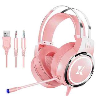 Heir Audio Head-Mounted Gaming Wired Headset With Microphone, Colour: X8 Upgraded Edition (Pink)