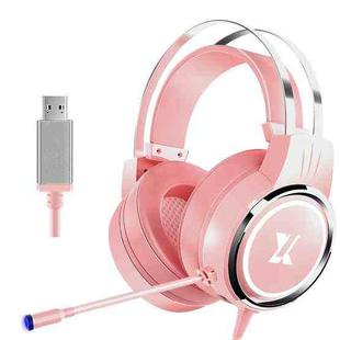 Heir Audio Head-Mounted Gaming Wired Headset With Microphone, Colour: X8 7.1 Sound Upgrade (Pink)