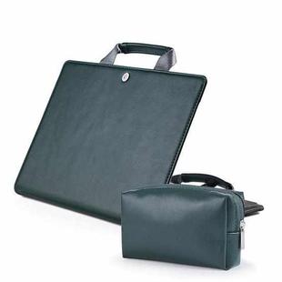 Book Style Laptop Protective Case Handbag For Macbook 12 inch(Ink Green + Power Bag)
