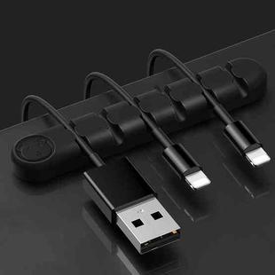 6 Holes Bear Silicone Desktop Data Cable Organizing And Fixing Device(Black)