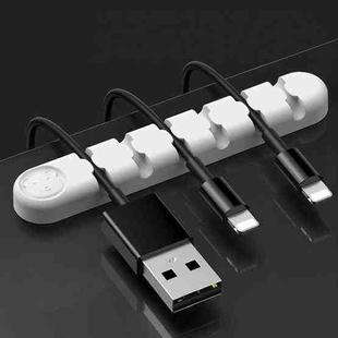 6 Holes Bear Silicone Desktop Data Cable Organizing And Fixing Device(White)