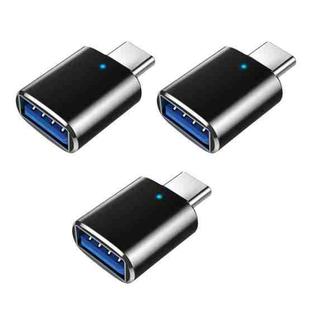 3 PCS USB 3.0 Female to USB-C / Type-C Male OTG Adapter with Indicator Light(Black)