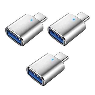 3 PCS USB 3.0 Female to USB-C / Type-C Male OTG Adapter with Indicator Light(Silver)