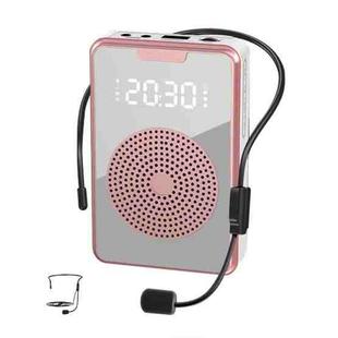 ZXL-H3 Portable Teaching Microphone Amplifier with Time Display, Spec: Wired Version (Rose Gold)