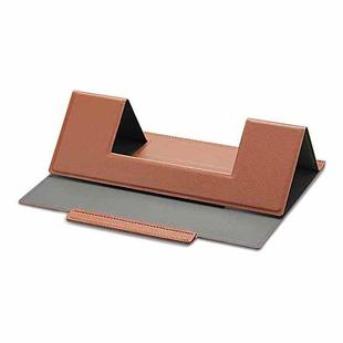 Laptop Leather Folding Stand Tablet Phone Holder(Brown)