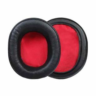 2 PCS Headset Protein Leather Earmuffs for Audio-Technica  ATH-WS660BT(Black+Red)