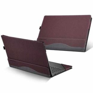 13.9 inch PU Leather Laptop Protective Cover For Lenovo Yoga 7 Pro / Yoga 930(Wine Red)