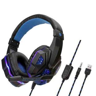 Soyto SY830 Computer Games Luminous Wired Headset, Color: For PS4 (Black Blue)