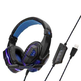 Soyto SY830 Computer Games Luminous Wired Headset, Color: 7.1 Channel USB (Black Blue)