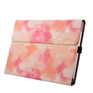 For Microsoft Surface Pro 7+ / 7 / 6 / 5 / 4 Ink and Wash Leather Tablet Protective Case, Color: Pink