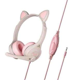 Soyto SY-G30 Cat Ear Computer Headset, Style: Non-luminous Version (Gray Pink)