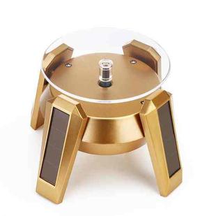 High-Footed UFO Solar 9cm 360 Rotating Display Stand Props Turntable(Gold Blue Light)