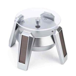 High-Footed UFO Solar 9cm 360 Rotating Display Stand Props Turntable(Silver Blue Light)