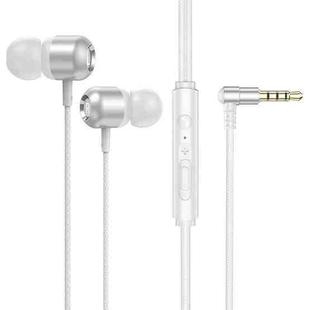 2 PCS TS6000 3.5mm Metal Elbow In-Ear Wired Control Earphone with Mic(White)