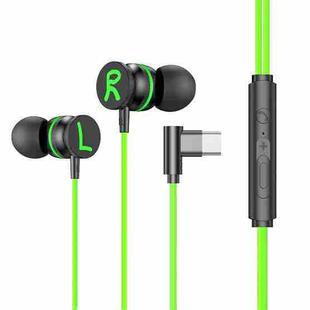 TS6600A USB-C / Type-C In-Ear Heavy Bass Wire Control Game Earphone, Cable Length: 1.2m(Green)