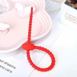 20 PCS Silicone Data Cable Storage Strap Cable Organizer(Red)