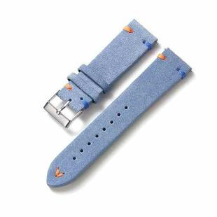 Color-Block Stitching Micro-Leather Switch Quick Release Watch Band, Specification: 20mm(Light Blue)