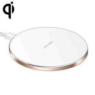 15W Metal Round Wireless Charger Smart Fast Charge(Gold + White Surface)
