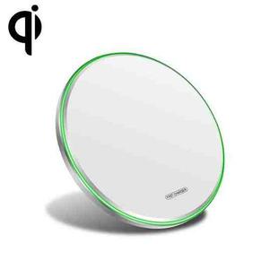 15W Metal Round Wireless Charger Smart Fast Charge(Mirror White)