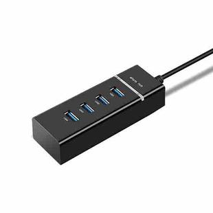 4 X USB 2.0 Ports HUB Converter, Cable Length: 15cm,Style： With Light Bar Black