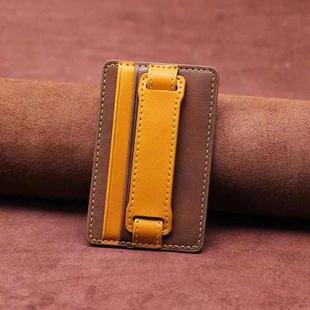 2 PCS Leather Phone Card Sleeve Back Sticker Wrist Pull Strap Holder(Brown)