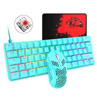 FREEDOM-WOLF T60 62 Keys RGB Gaming Mechanical Keyboard Mouse Set, Cable Length:1.6m(Blue Red Shaft)