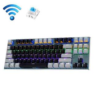 Technology 87-key Wireless Wired Bluetooth Three-mode Gaming Mechanical Keyboard(Black Gray Rainbow Light Green Shaft)