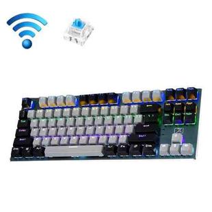 Technology 87-key Wireless Wired Bluetooth Three-mode Gaming Mechanical Keyboard(Gray Black Rainbow Light Green Shaft)
