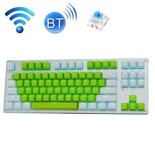 Technology 87-key Wireless Wired Bluetooth Three-mode Gaming Mechanical Keyboard(White Green Ice Blue Light Green Shaft)