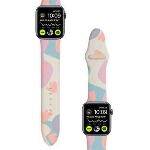 2 PCS Printed Silicone Watch Band For Apple Watch Ultra 49mm / Series 8&7 45mm / SE 2&6&SE&5&4 44mm / 3&2&1 42mm (Goose Palm Print)