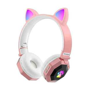 LS020 Glowing Folding Cat Ears Wireless Bluetooth Sports Headset(Pink)