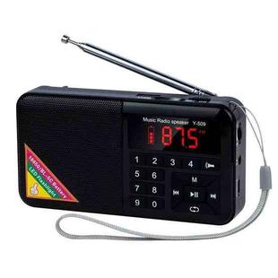 Bluetooth Card Radio Digital FM Player, Specifications: Y-509FM (No Solar Panel)(Black)
