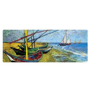 400x900x1.5mm Unlocked Am002 Large Oil Painting Desk Rubber Mouse Pad(Seaside Boat)