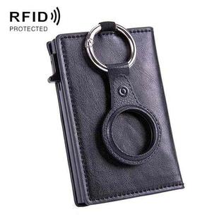 RFID Keychain Tracker Cover Locator Card Holder Wallet for AirTag(Black)