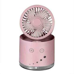 USB Humidification Spray Night Light Foldable Desktop Small Fan(Pink)