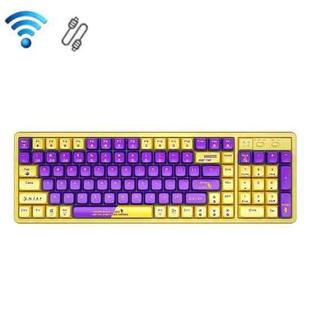 LANGTU LT-L8 102 Keys Three-Mode Mechanical Office Game Wireless Keyboard(Yellow Purple)