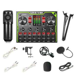 V80 Live Sound Card Set Mixing Console,Style: With Black  BM800 Microphone Set