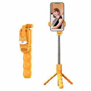 KT01 Cartoon Selfie Rod Mobile Phone Remote Three Tripod Live Photo Stent(Yellow)