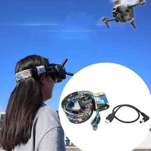 Flight Video Glasses Graffiti Color Headband Fixed Strap For DJI FPV Goggles V2 Strap + Power Line