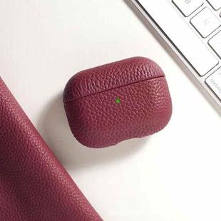 All-Inclusive Style Lychee Grain Cowhide Earphone Case  For AirPods Pro(Wine Red)