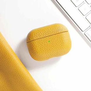 All-Inclusive Style Lychee Grain Cowhide Earphone Case  For AirPods 3(Yellow)