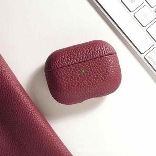 All-Inclusive Style Lychee Grain Cowhide Earphone Case  For AirPods 3(Wine Red)