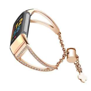 Triangle Diamond Adjustable Link Strap for Fitbit Charge5, Color: Rose Gold