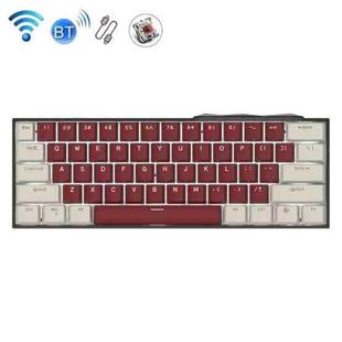 Ajazz K610T 61 Keys Wired Wireless Bluetooth Three Mode Mechanical Keyboard(White Red Tea Shaft)