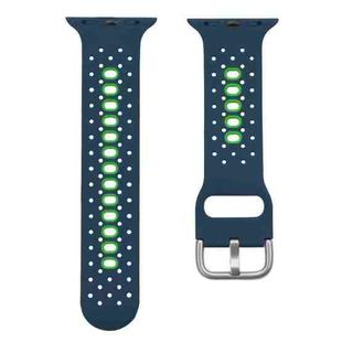 Silicone Porous Watch Bands For Apple Watch Series 4&5&6, Specification: 40mm (Blue+Green)