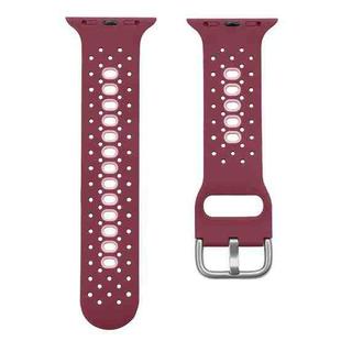 2 PCS Two Color Silicone Porous Watch Bands For Apple Watch, Specification: 38/40mm L(Rose Red+Pink)