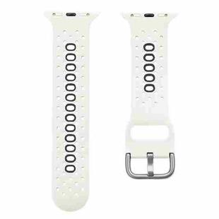 Silicone Porous Watch Bands For Apple Watch Series 4&5&6, Specification: 40mm (White+Black)