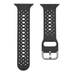 Silicone Porous Watch Bands For Apple Watch Series 4&5&6, Specification: 40mm (Carbon Gray Black)